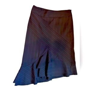 Bisou Bisou Black Pinstripe Midi Asymmetrical Skirt. Corporate,Corpcore, Size 2